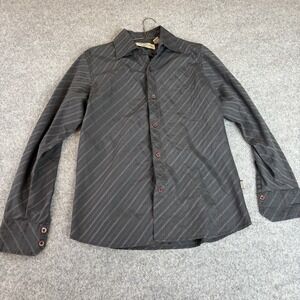 BC Ethic Shirt Mens Small Black Long Sleeve Button Up Striped Dress Shirt Custom